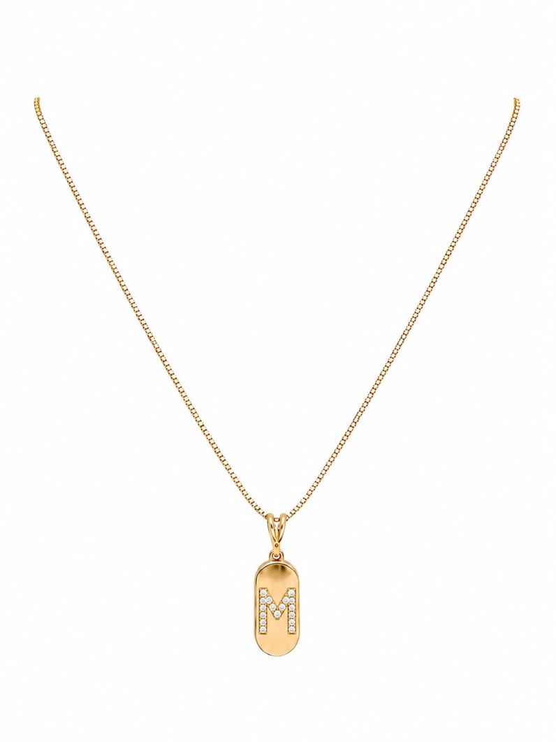 Colar Folheado a Ouro 18k Placa com Inicial