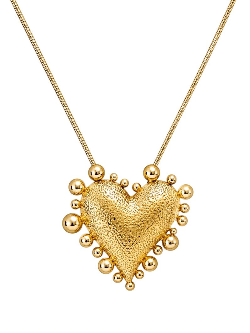 Colar Folheado a Ouro 18k Riviera Coração Maxi Martelado