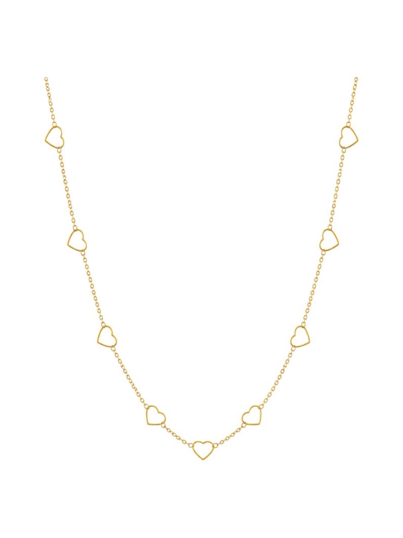 Colar Folheado a Ouro 18k Riviera Corações Vazado