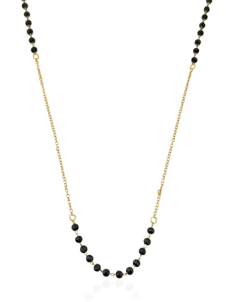 Colar Folheado a Ouro 18k Riviera Cristais Pretos