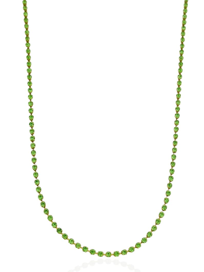 Colar Folheado a Ouro 18k Riviera Cristais Verdes