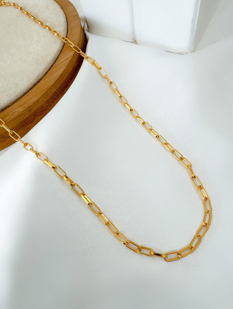 Colar Folheado a Ouro 18k Riviera Corrente Elos Ovais