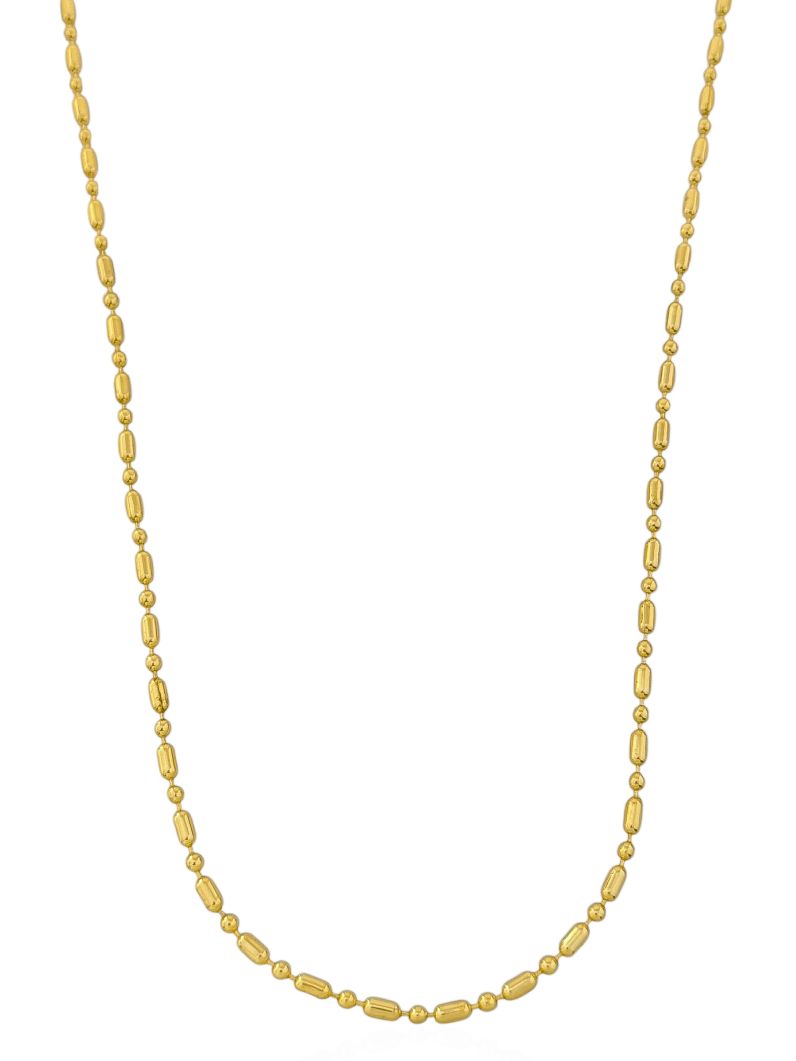 Colar Folheado a Ouro 18k Riviera Mini Esferas e Tubos 70 cm