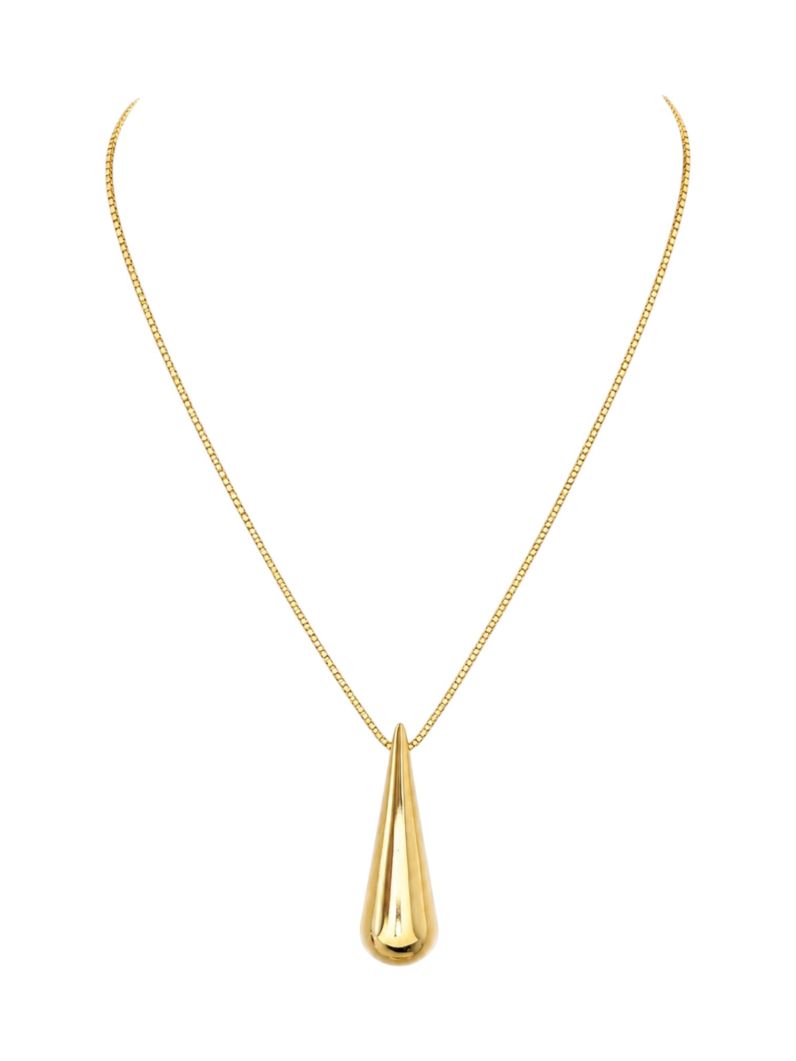 Colar Folheado a Ouro 18k Veneziana Com Gota Longa