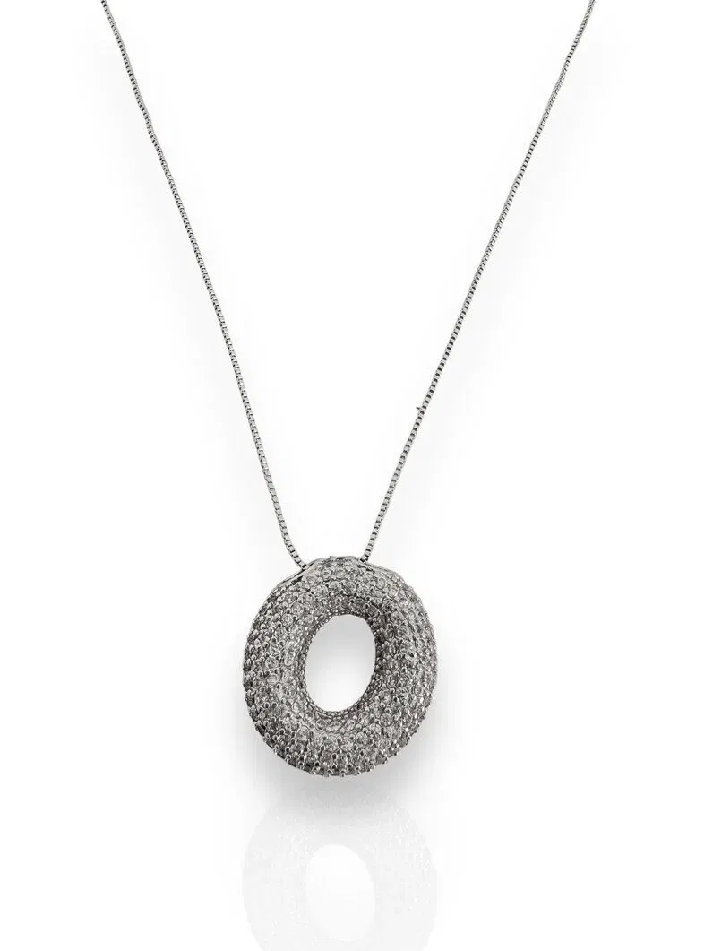 Colar Folheado a Ouro 18K Veneziana com inicial Cravejada