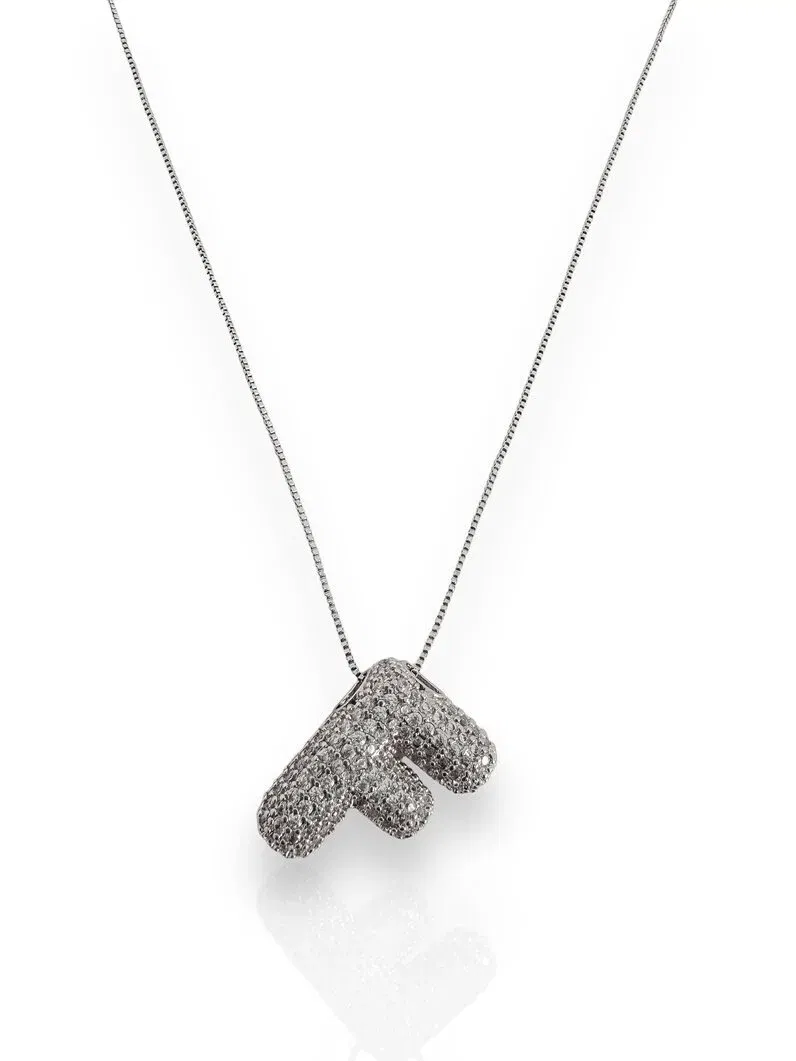 Colar Folheado a Ouro 18K Veneziana com inicial Cravejada