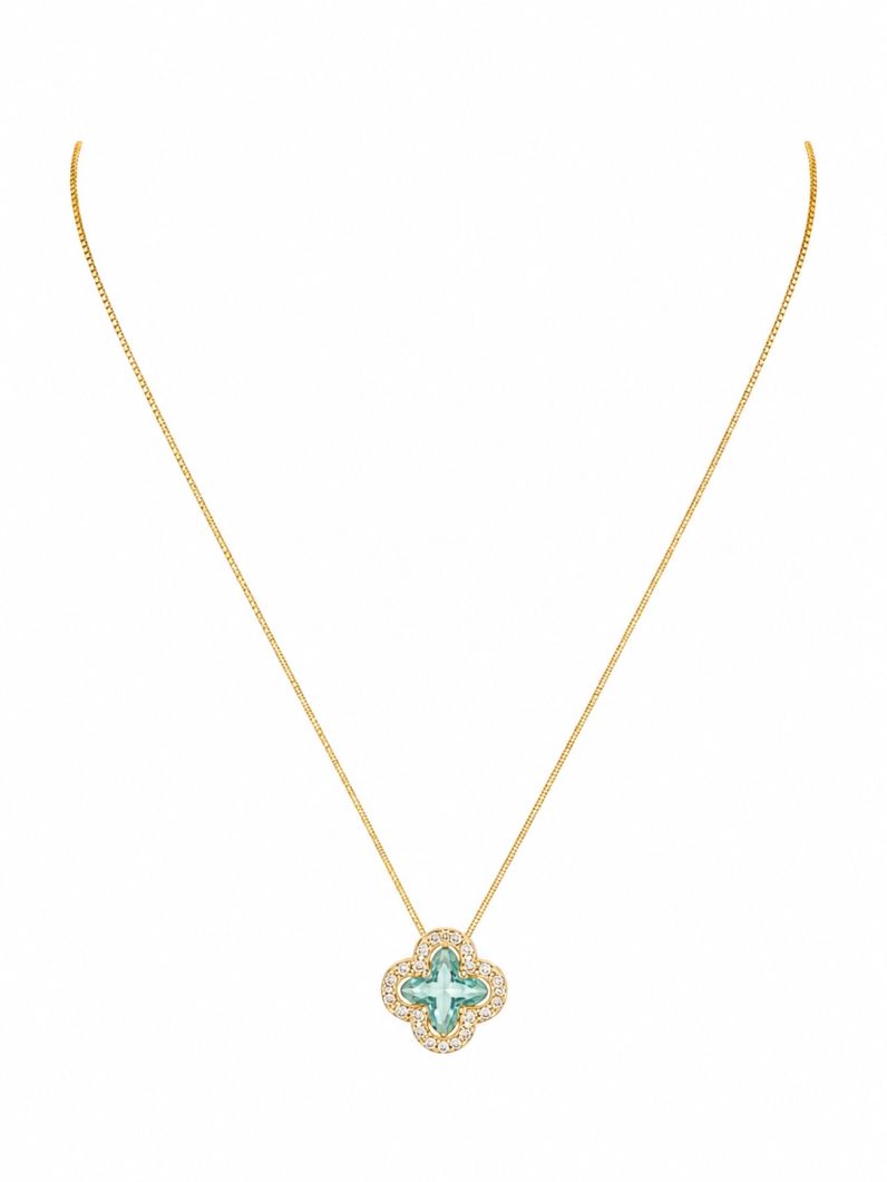 Colar Folheado a Ouro 18k Veneziana Com Inspiração Vg Cristal