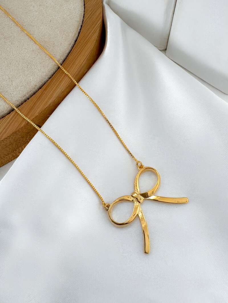 Colar Folheado a Ouro 18k Veneziana com Laço