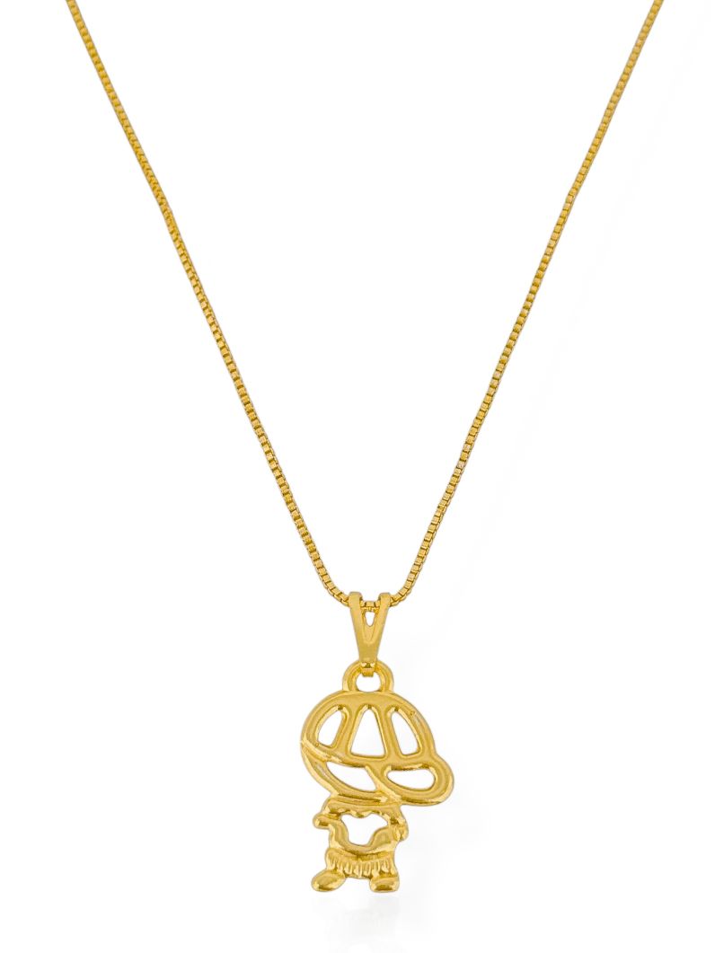Colar Folheado a Ouro 18k Veneziana Com Pingente Criança