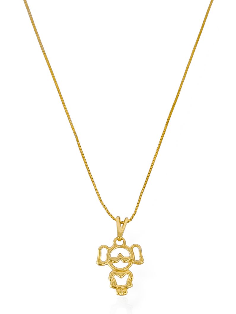 Colar Folheado a Ouro 18k Veneziana Com Pingente Criança
