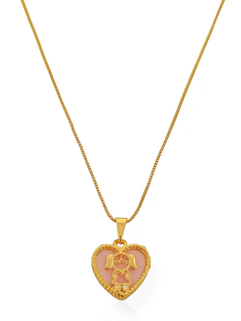 Colar Folheado a Ouro 18k Veneziana Com Pingente Crianças
