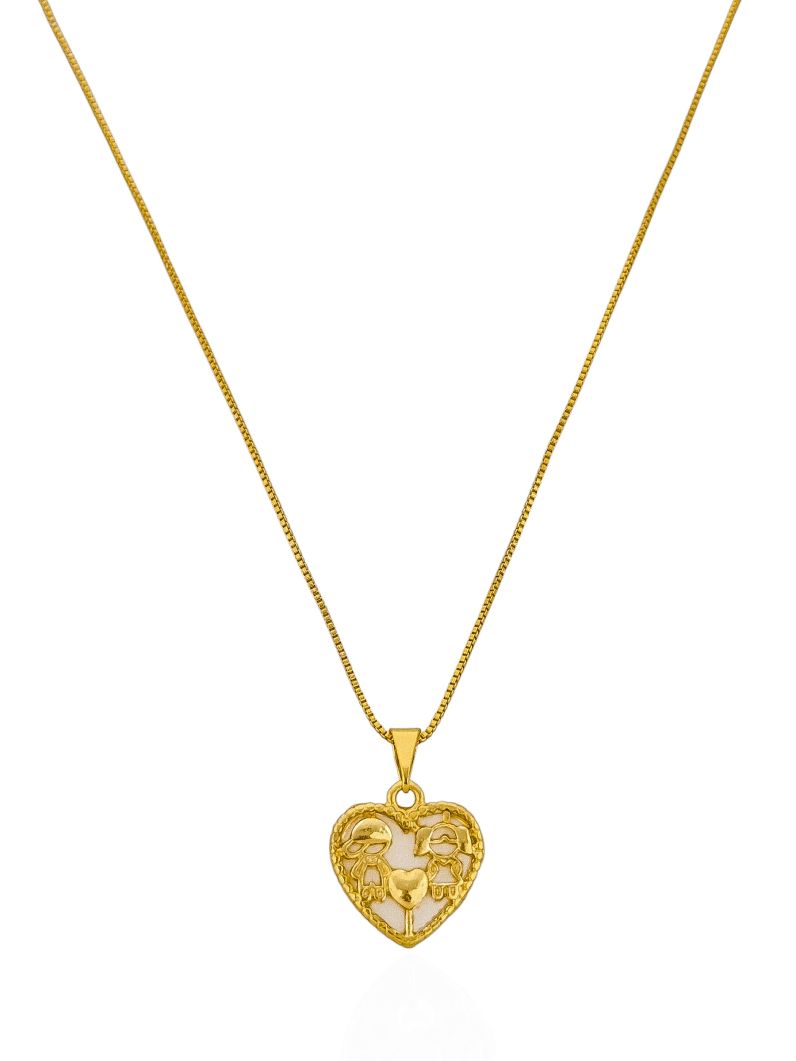 Colar Folheado a Ouro 18k Veneziana Com Pingente Crianças