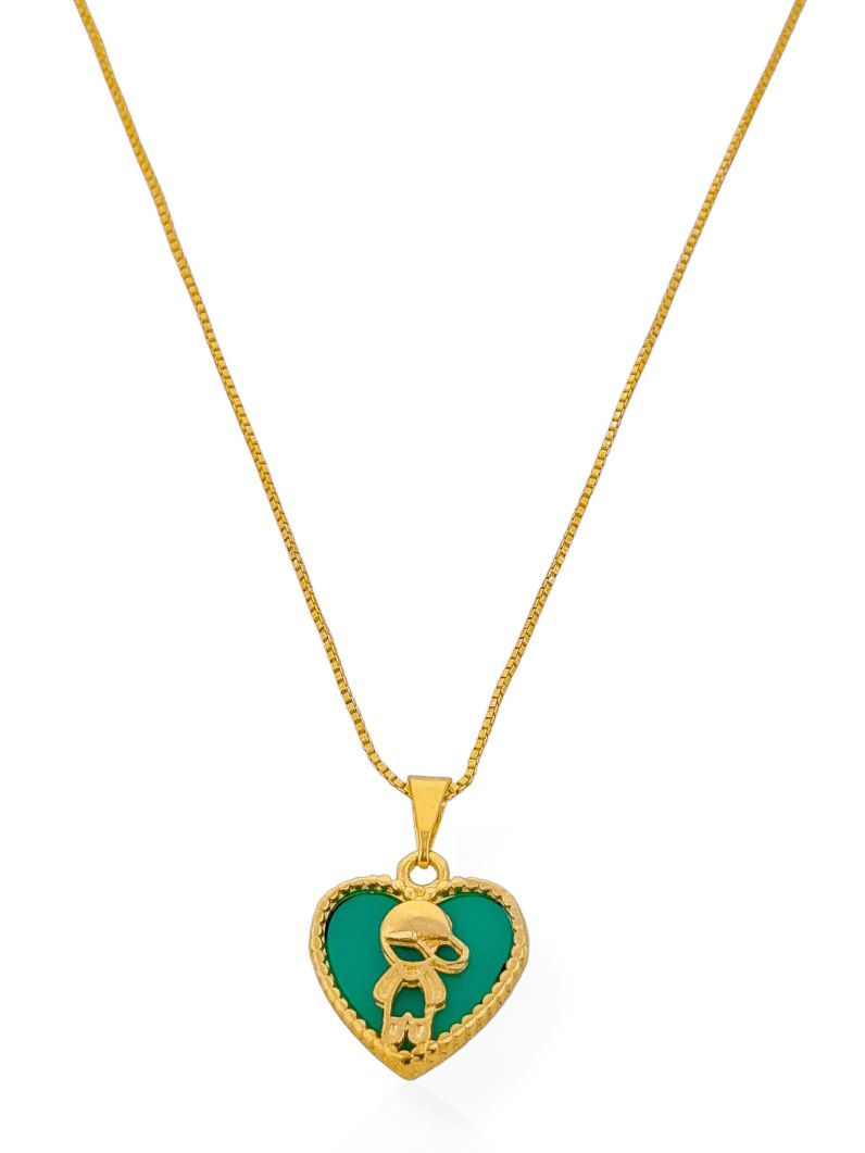 Colar Folheado a Ouro 18k Veneziana Com Pingente Crianças