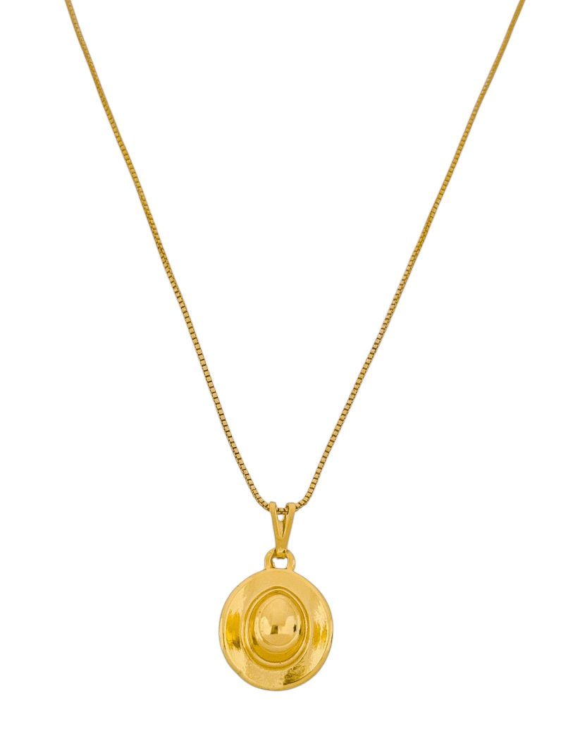 Colar Folheado a Ouro 18k Veneziana Com Pingente Design Chapéu