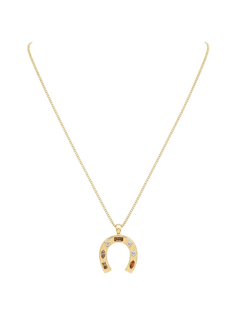 Colar Folheado a Ouro 18k Veneziana Com Pingente Design Ferradura