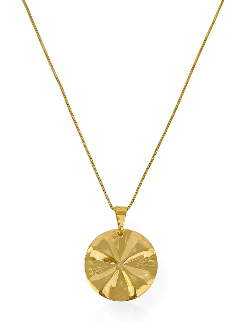 Colar Folheado a Ouro 18k Veneziana Com Pingente Design Pizza