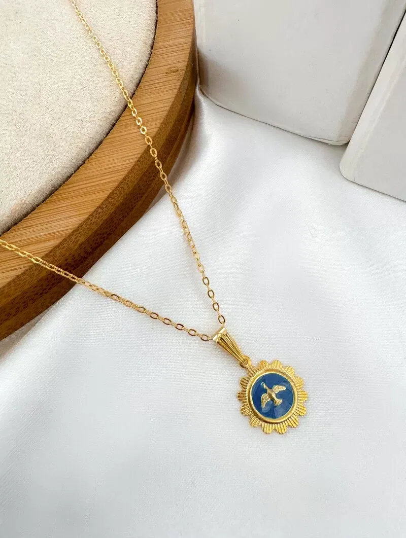 Colar Folheado a Ouro 18k Veneziana com Pingente Espírito Santo