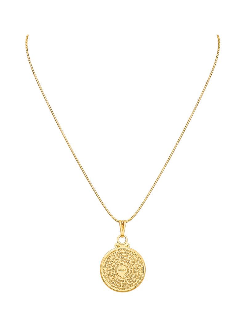 Colar Folheado a Ouro 18k Veneziana Com Pingente Pai Nosso