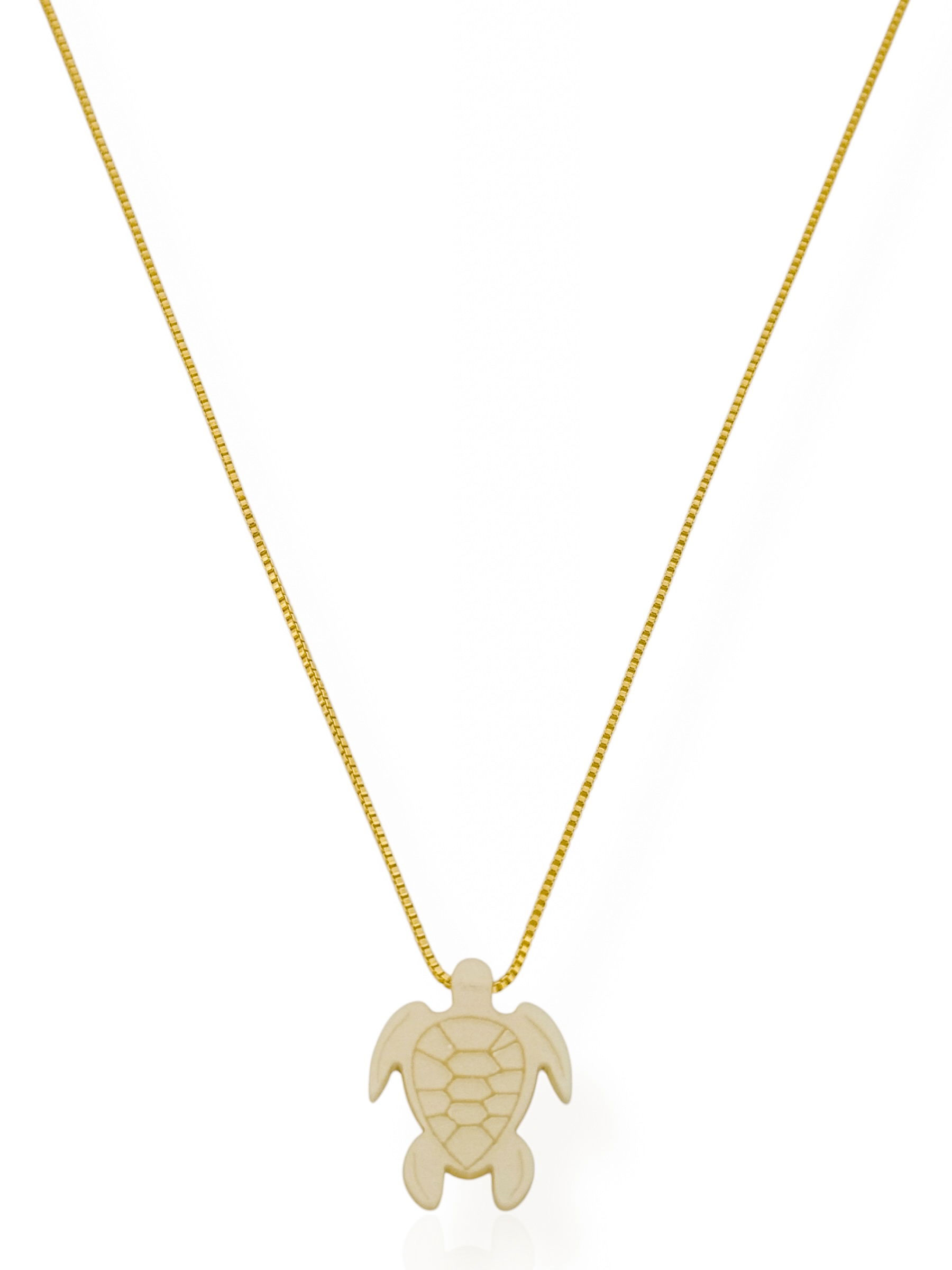 Colar Folheado a Ouro 18k Veneziana Com Tartaruga Resinada