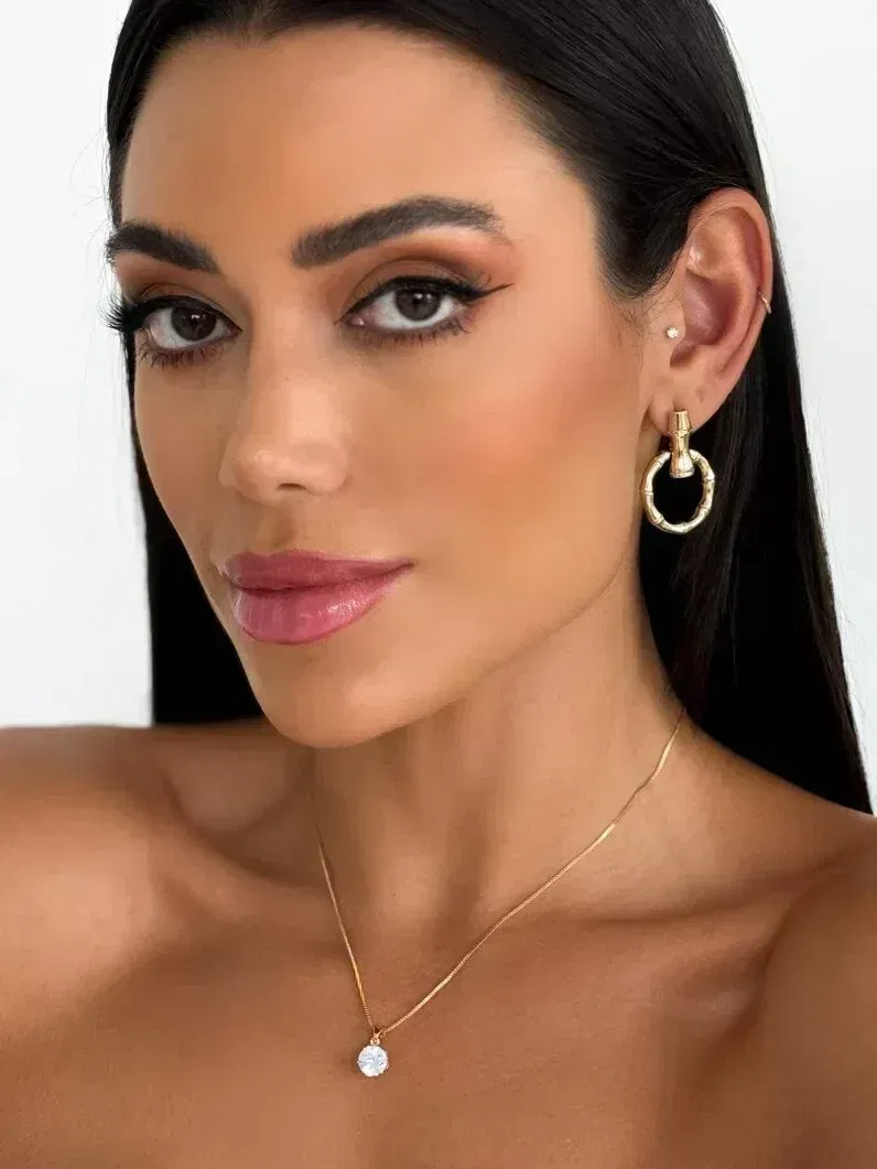 Colar Folheado a Ouro 18k e Prata Veneziana com ponto de Luz