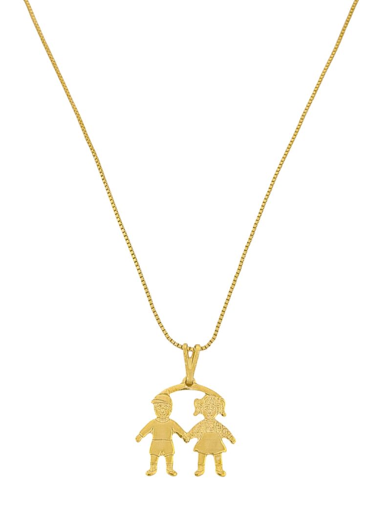 Colar Folheado a Ouro 18k Veneziana Menina e Menino