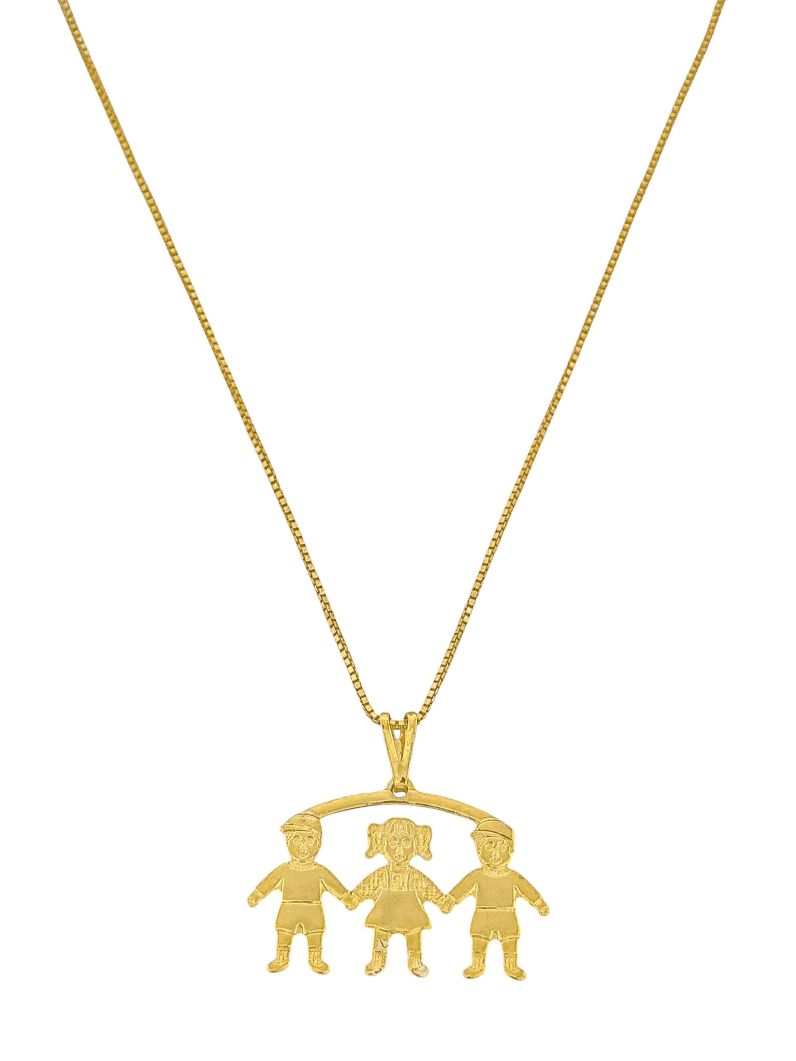 Colar Folheado a Ouro 18k Veneziana Pingente Crianças