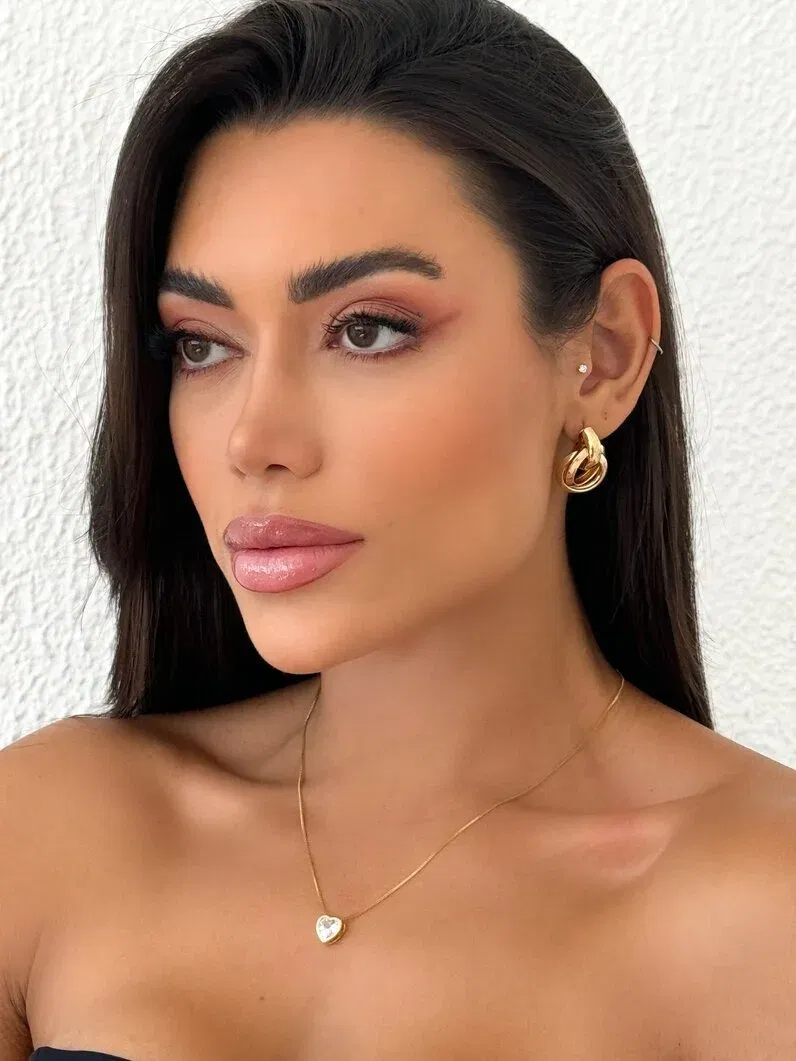 Colar Folheado a Ouro 18k Veneziana Coração Cristal Encapsulado