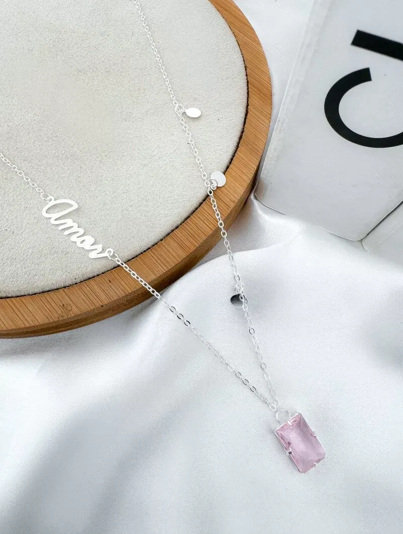 Colar Folheado a Prata 925 Amor com Zircônia