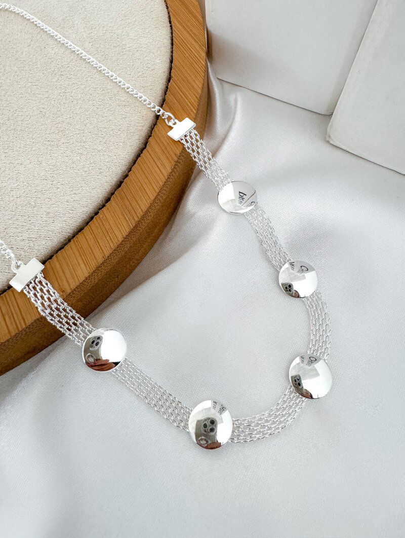 Colar Folheado a Prata 925 Manta com Bottons Lisos