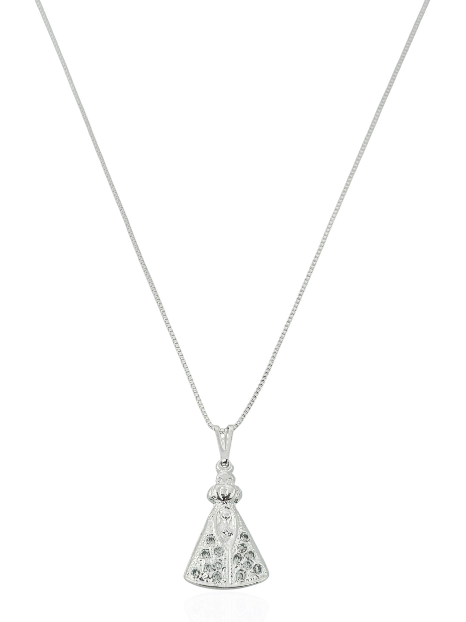 Colar Folheado a Prata 925 Pingente 'Nossa Senhora'