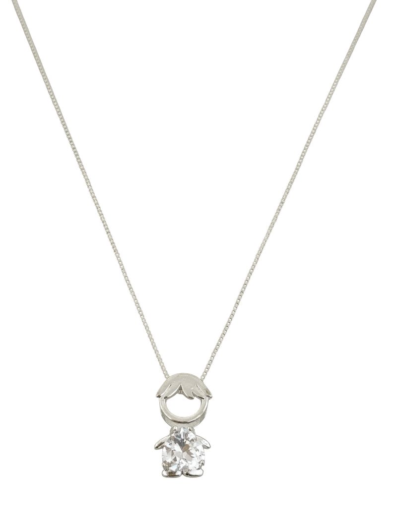 Colar Folheado a Prata 925 Pingente Menino Com Coração Cristal
