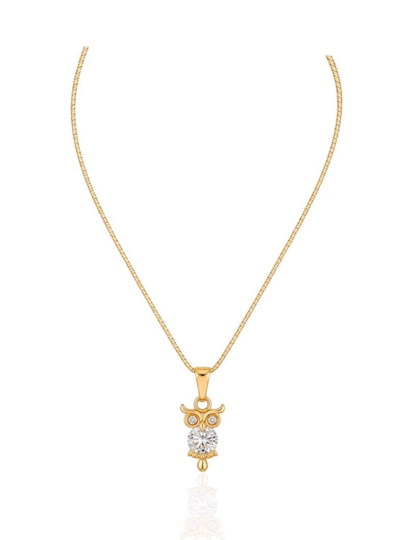 Colar Folheado Ouro 18k Design Coruja