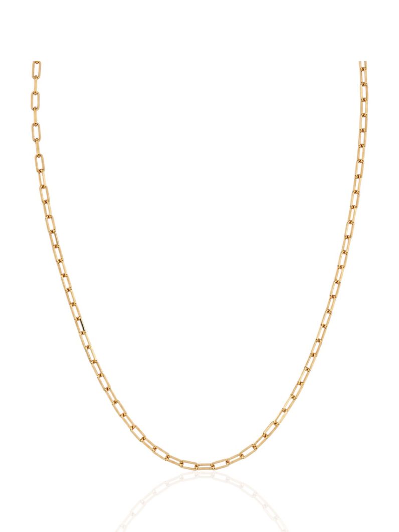 Colar Folheado Ouro 18k Longo Elos Quadrado