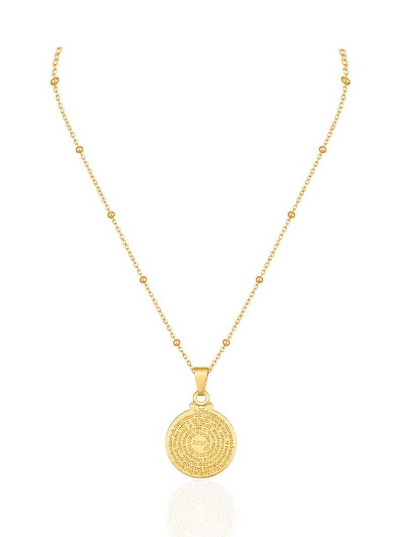 Colar Folheado Ouro 18k Medalha Pai Nosso