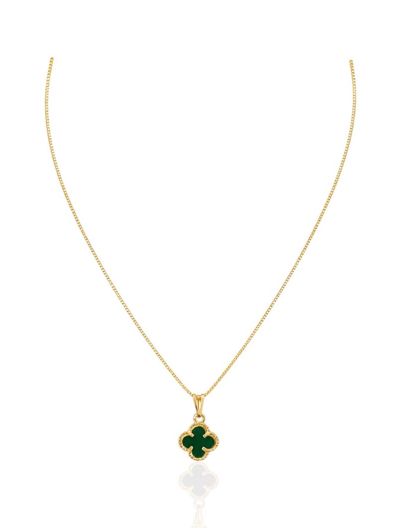 Colar Folheado Ouro 18k Veneziana Com Inspiração Vg Verde