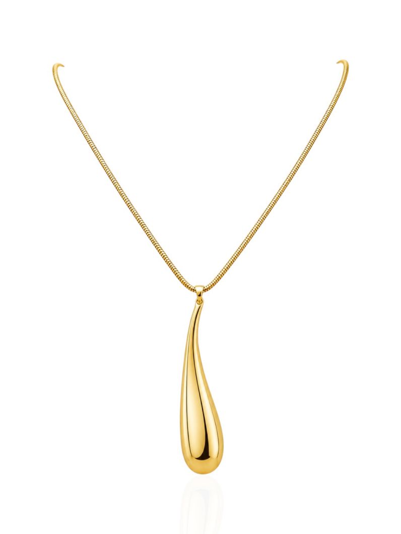 Colar Longo Folheado a Ouro 18k e Prata Gota Maxi