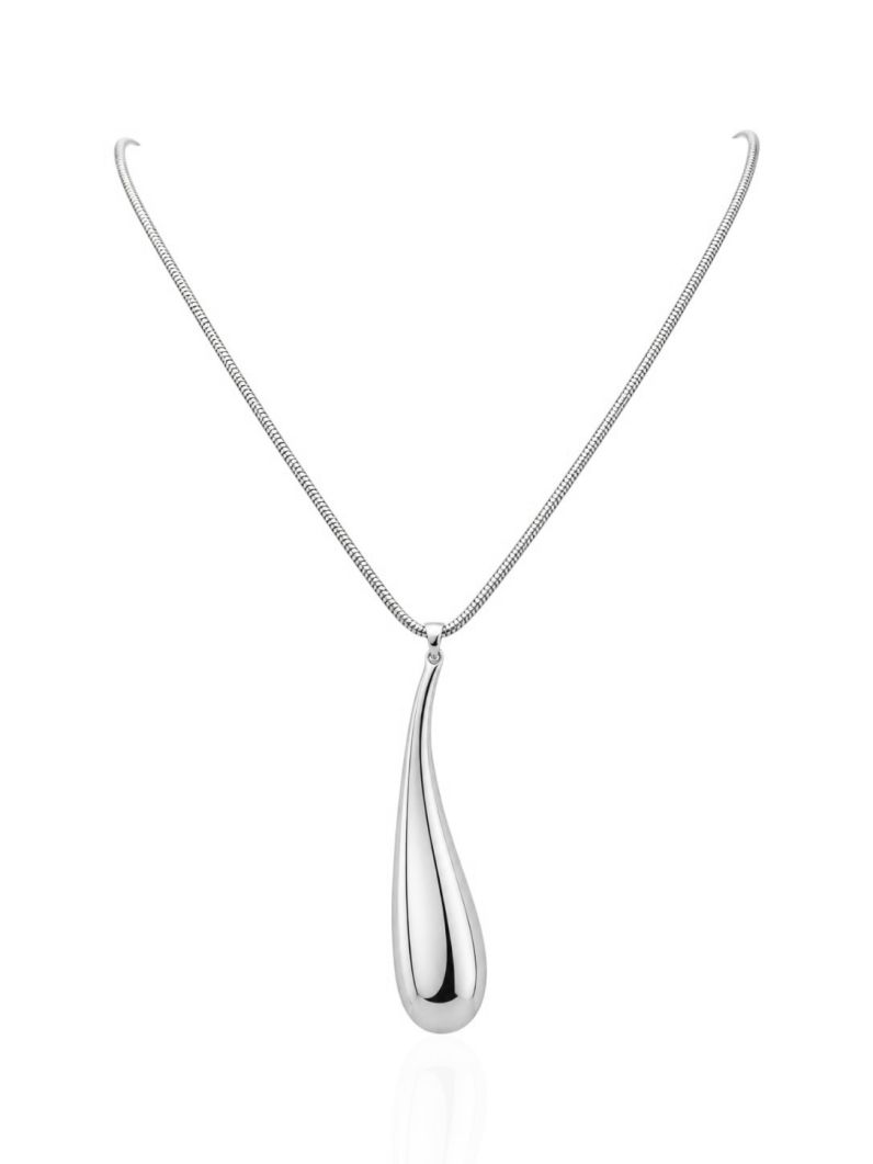 Colar Longo Folheado a Ouro 18k e Prata Gota Maxi