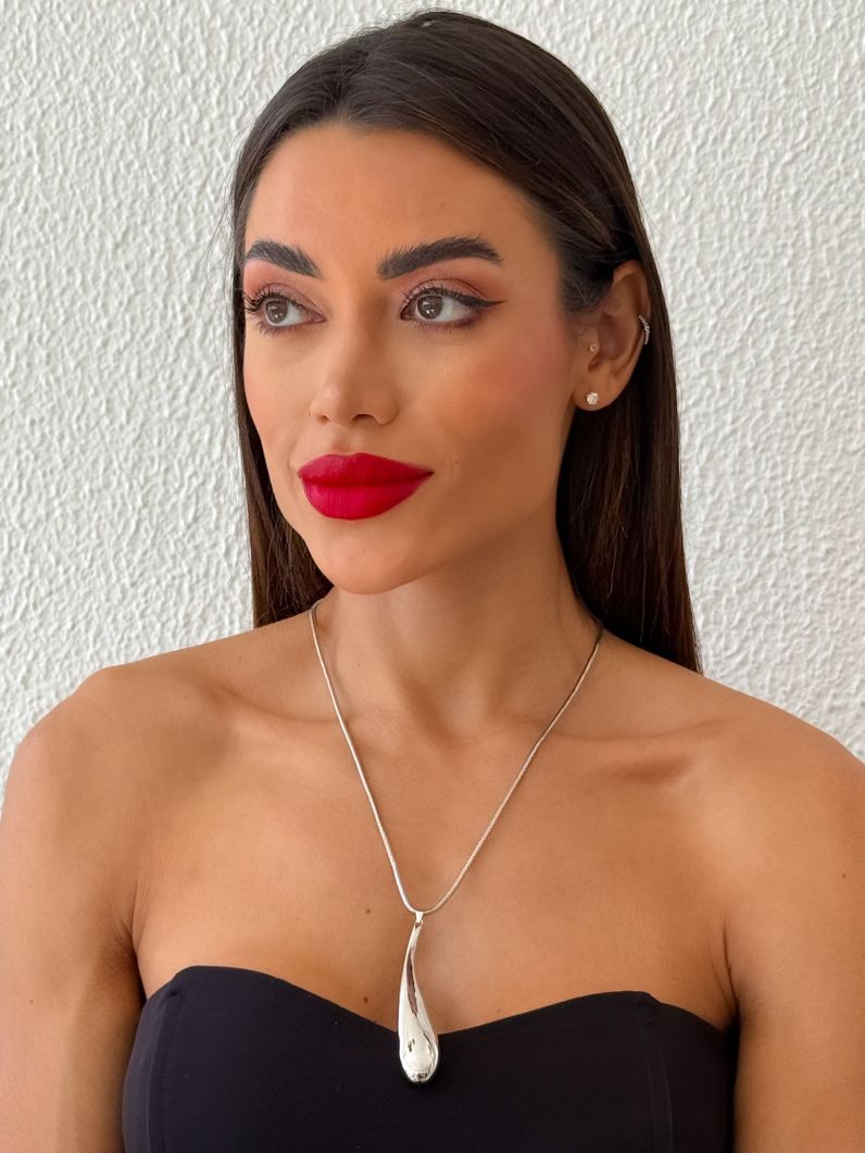 Colar Longo Folheado a Ouro 18k e Prata Gota Maxi