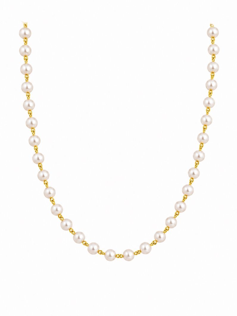 Colar Longo Folheado a Ouro 18k Perolas