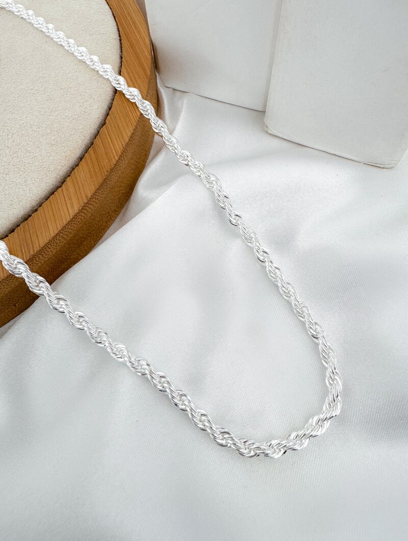 Colar Longuinho Folheado a Prata 925 Cordão Baiano