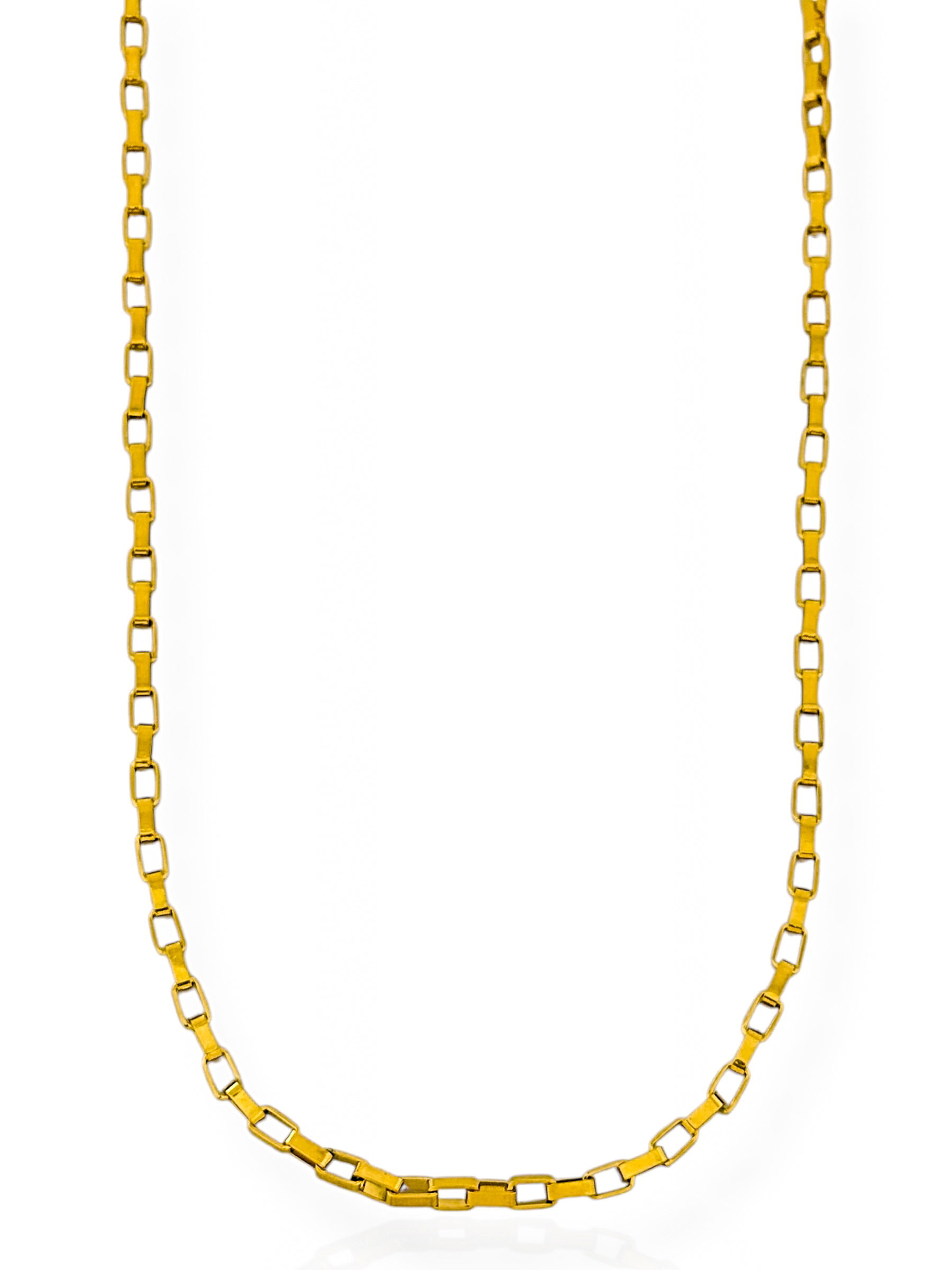 Colar Masculino Aço Inoxidável Folheado a Ouro 18k Elos Quadrados