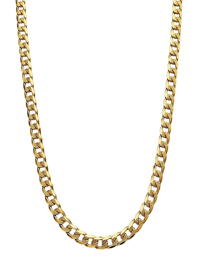 Colar Masculino Aço Inoxidável Ouro 18k Corrente Grumet Texturizado