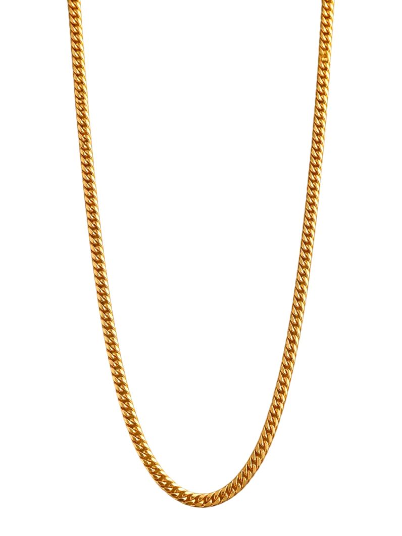 Colar Masculino Aço Inoxidável Ouro 18k Corrente Liso