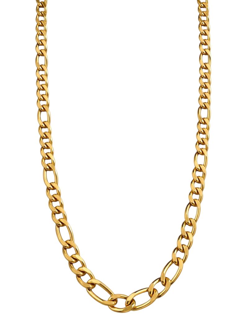 Colar Masculino Aço Inoxidável Ouro 18k Elo Fígaro