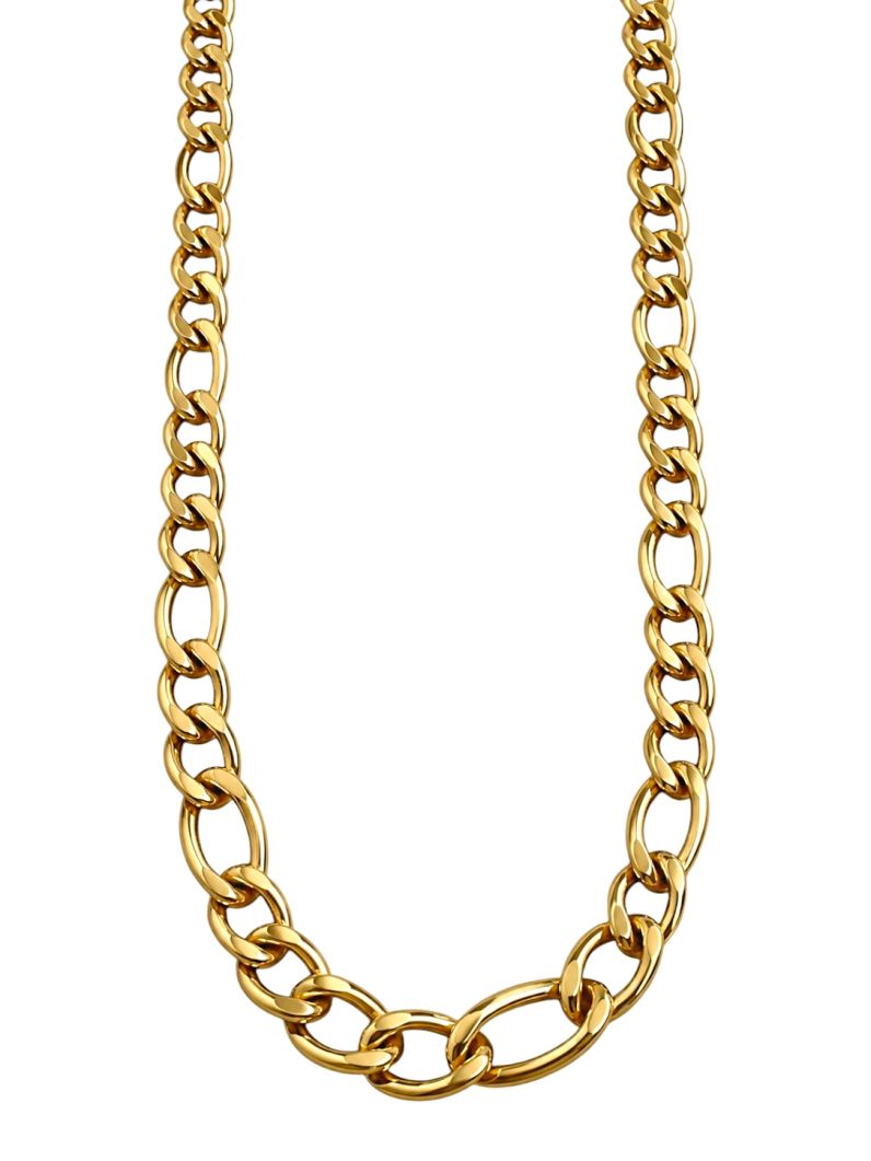 Colar Masculino Aço Inoxidável Ouro 18k Elo Fígaro Grosso