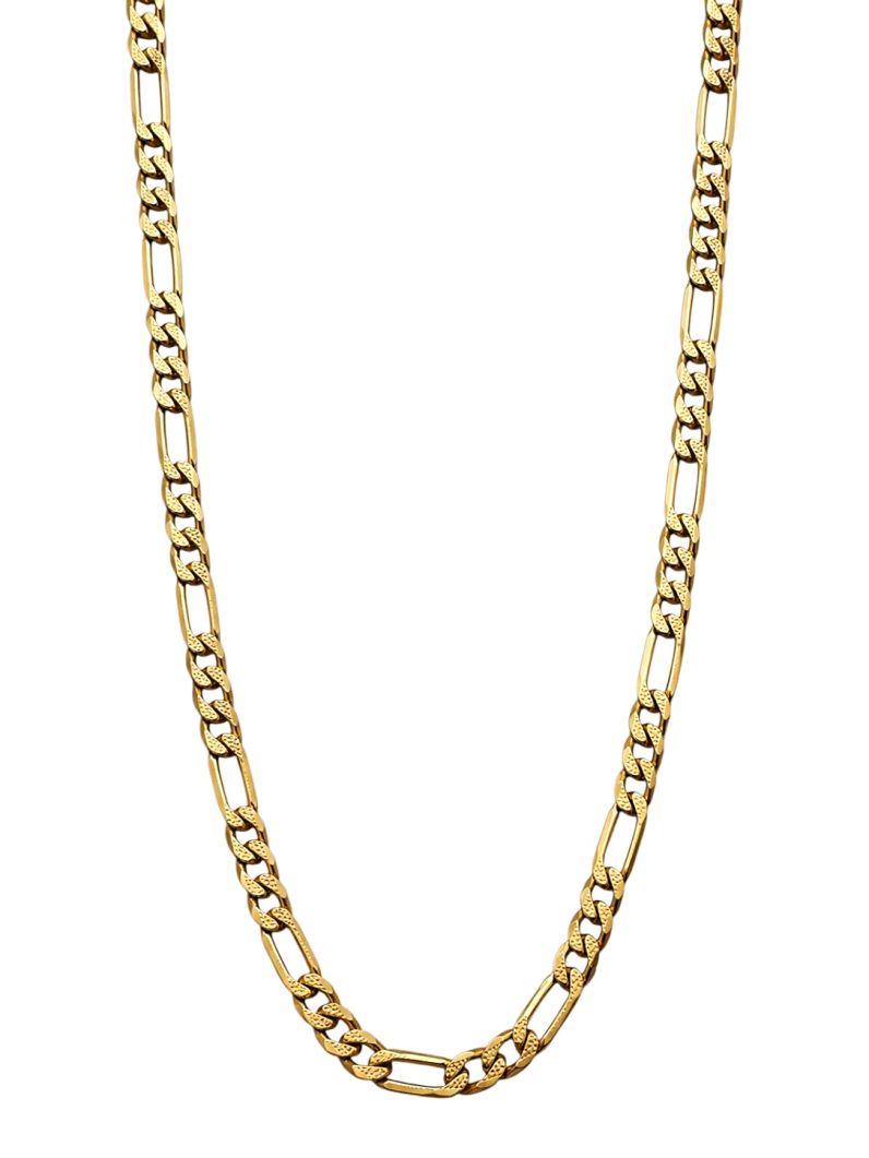 Colar Masculino Aço Inoxidável Ouro 18k Elo Fígaro Texturizado
