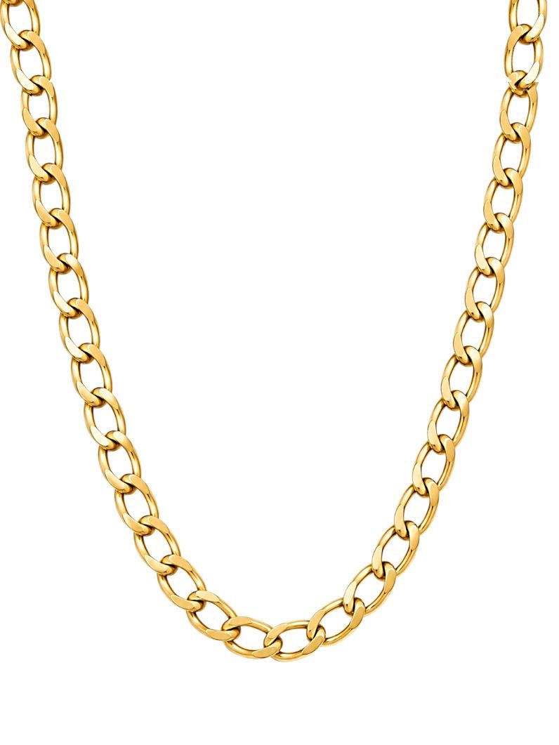 Colar Masculino Aço Inoxidável Ouro 18k Elo Grumet