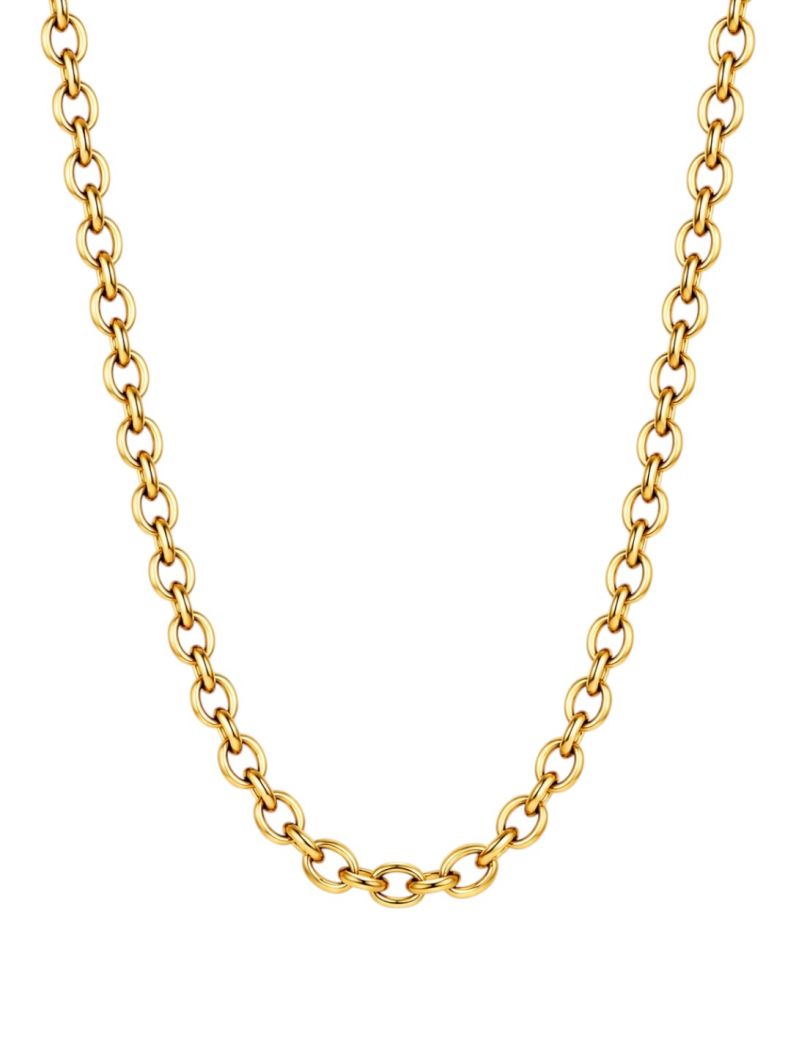 Colar Masculino Aço Inoxidável Ouro 18k Elo Português
