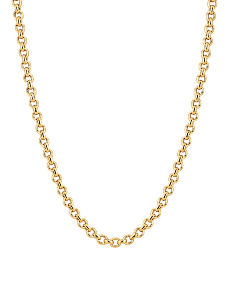Colar Masculino Aço Inoxidável Ouro 18k Elo Português Fino
