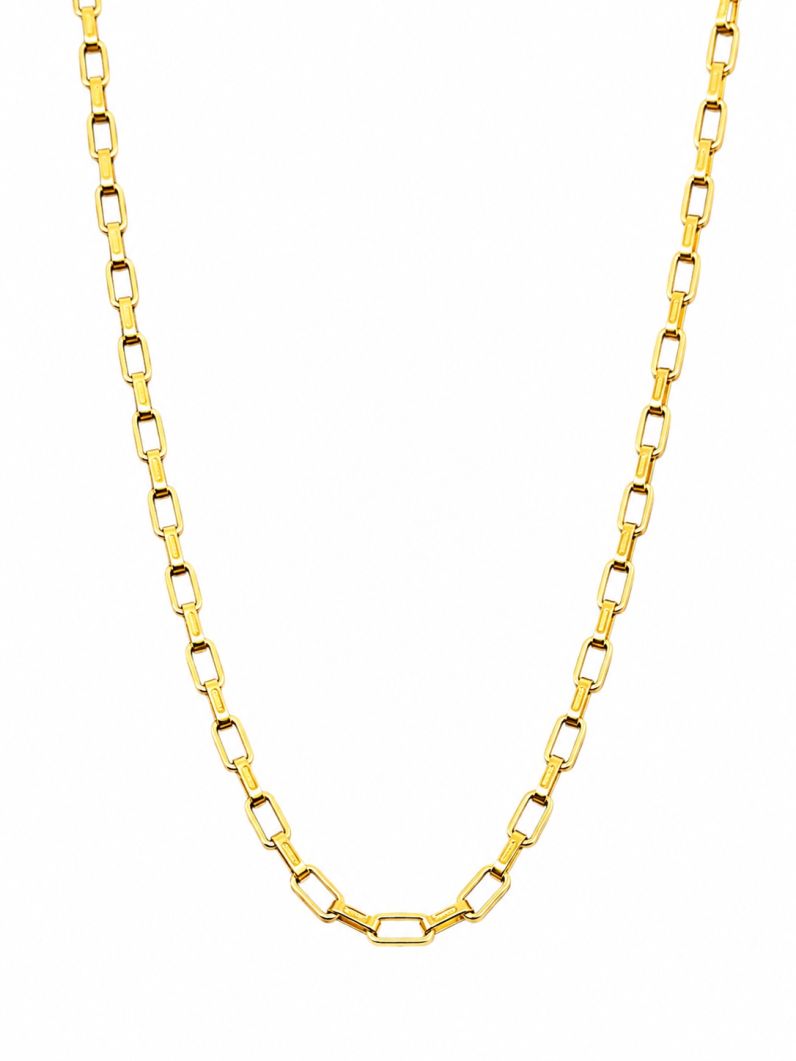 Colar Masculino Aço Inoxidável Ouro 18k Elo Quadrado